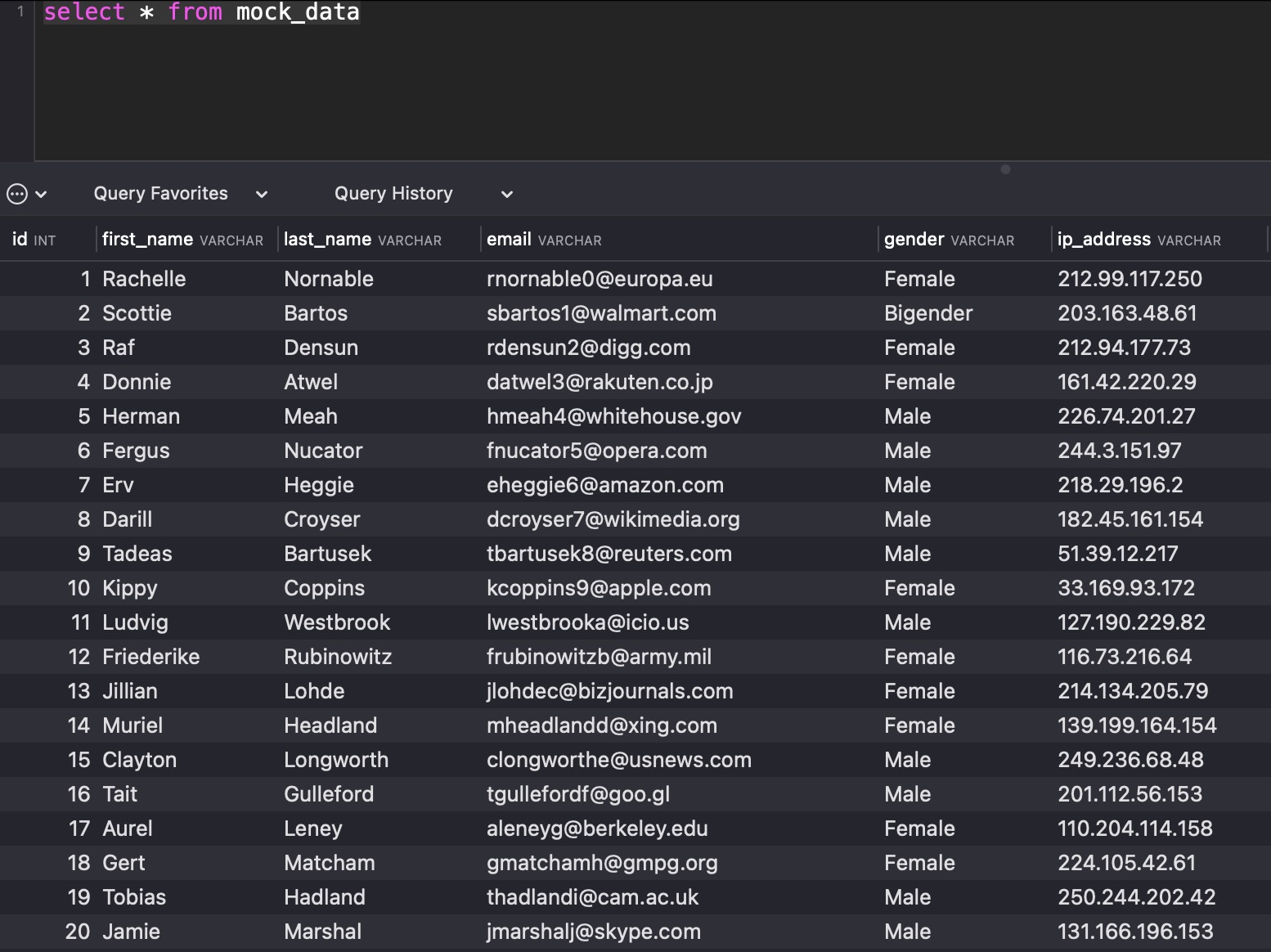 beispiel einer mysql datenbank